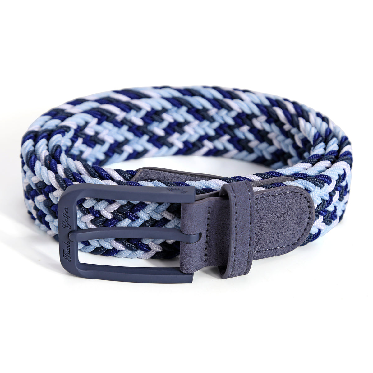 Dept Issue Belt in Black / Navy / Blue, coiled