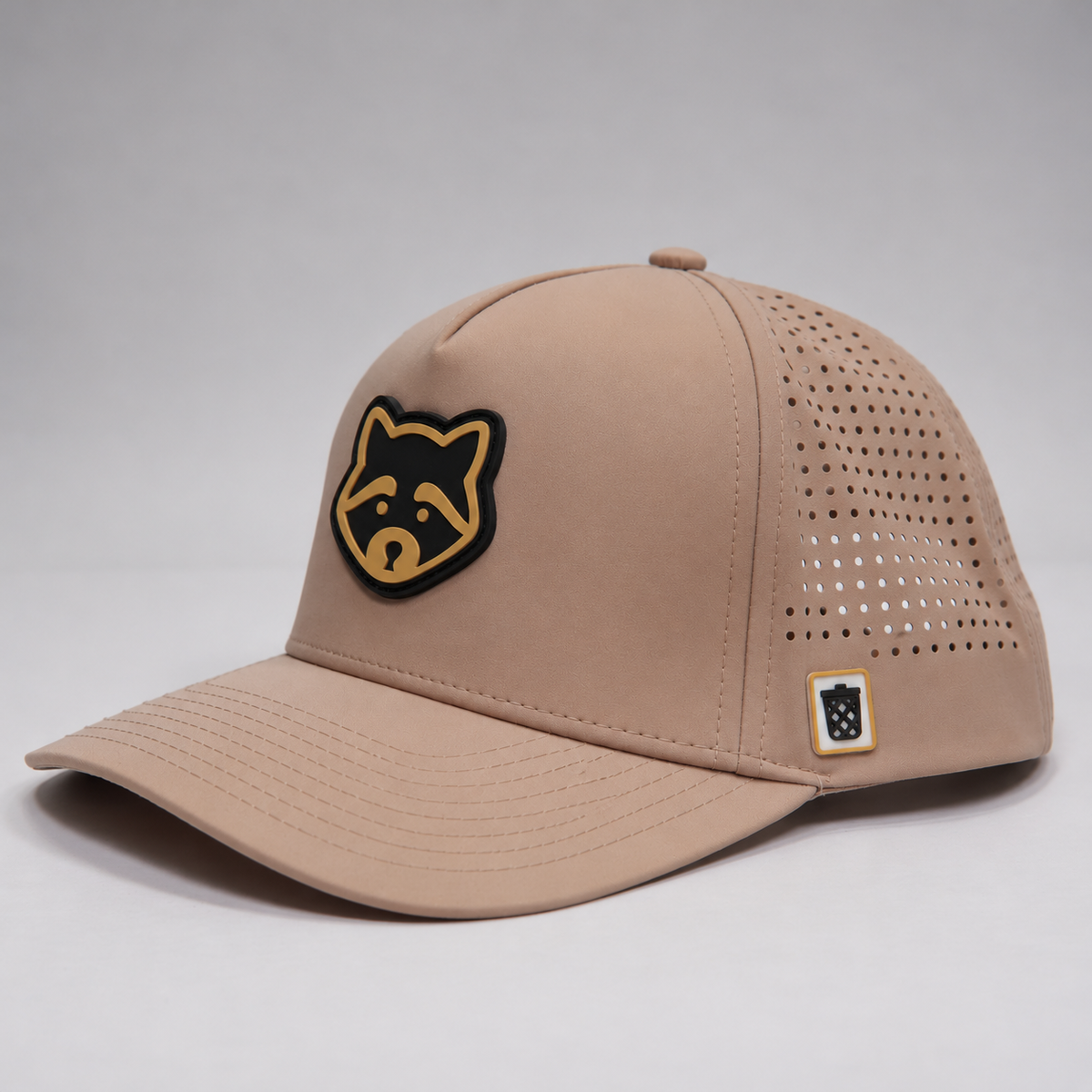Tan Raccoon hat, side