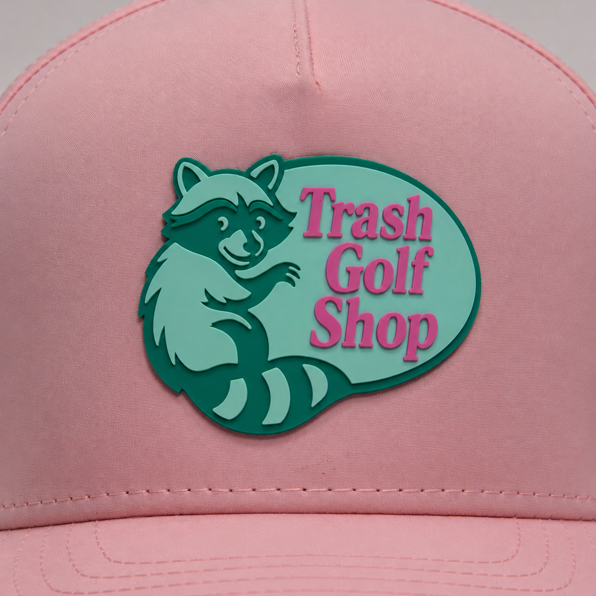 The Trash Golf Shop hat in Pink, patch detail