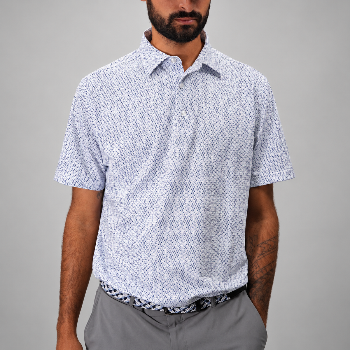 Trash Golf Polo in Car Print, front