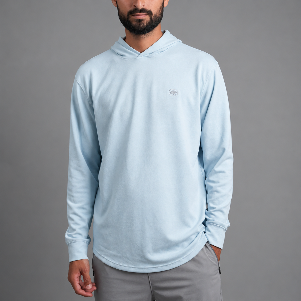 Field Performance Hoodie in Light Blue, front