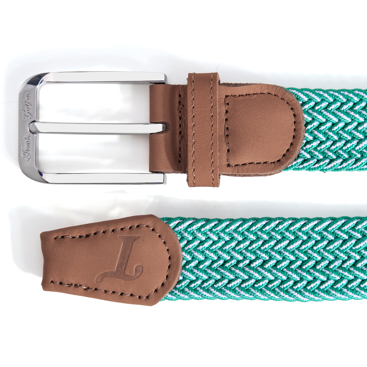 Dept Issue Belt in Light Green / White, buckle and tip detail