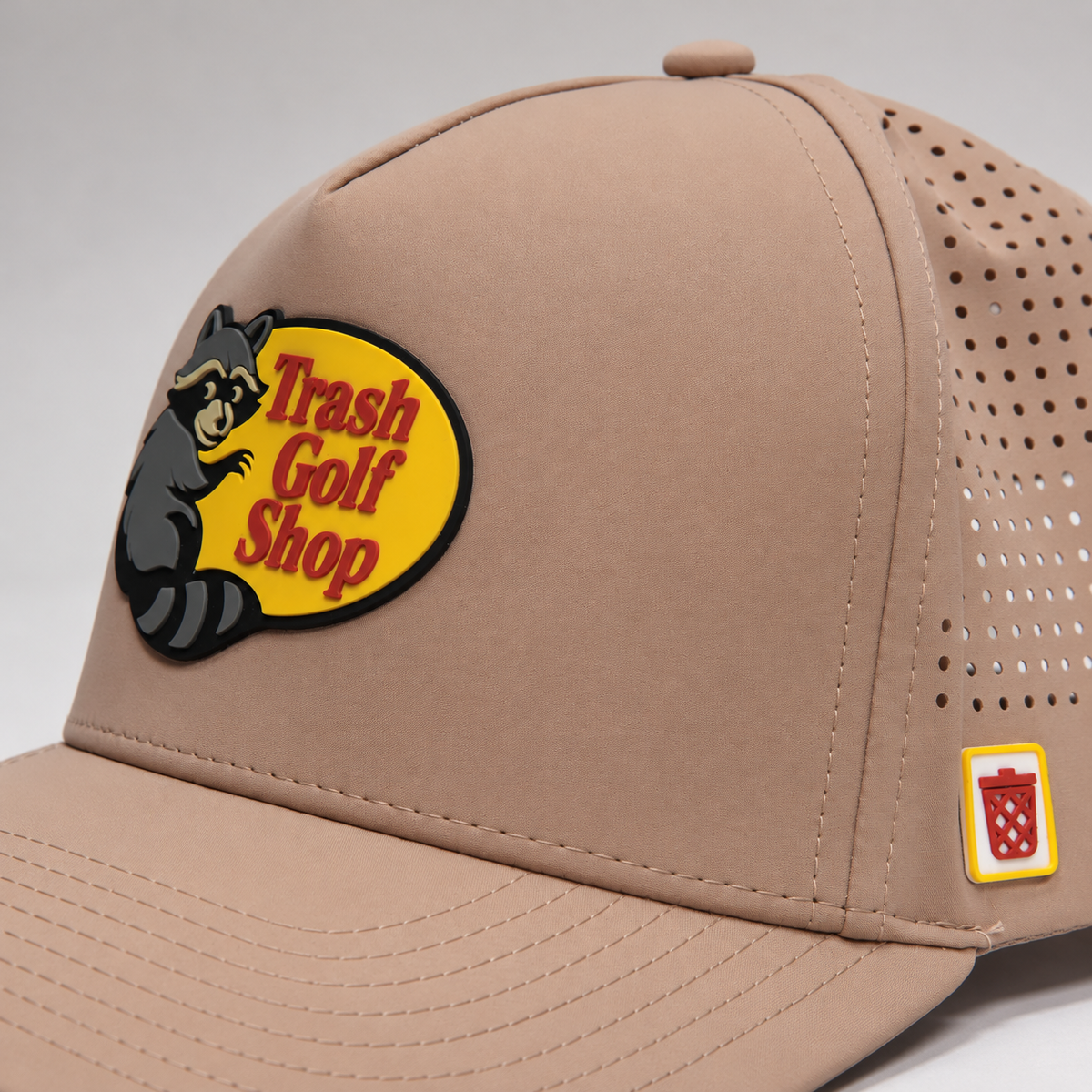 The Trash Golf Shop hat in Tan, detail