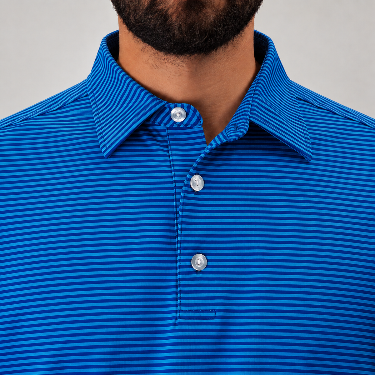 Trash Golf Polo in Stripe, collar detail
